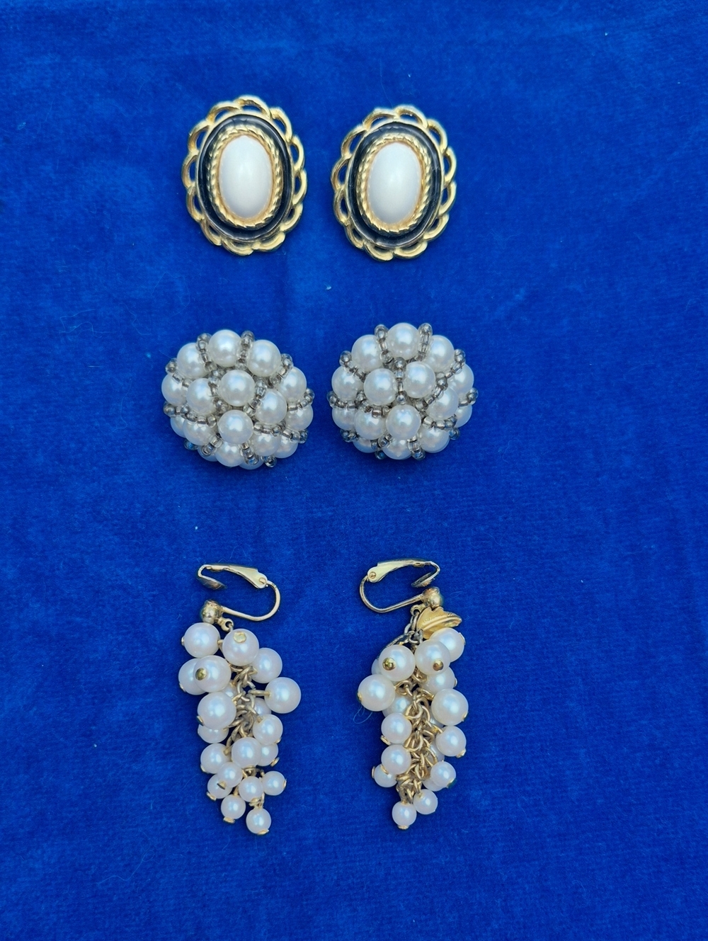 Vintage faux pearl post and clip on earrings